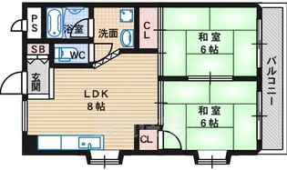 コーポみやざき長居【2階】の間取り