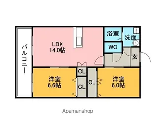 ソレイユ合川【3階】の間取り