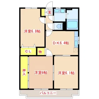 グランドステージ石神【3階】の間取り