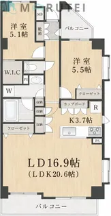 ヴィルクレール二子多摩川【9階】の間取り