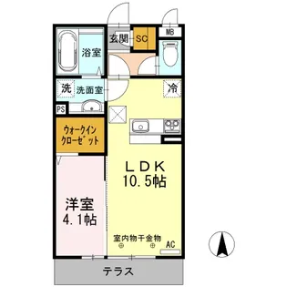 グランコンフォートB【1階】の間取り
