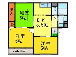 ニュ-リバ-サイド八尾南B棟【3階】の間取り