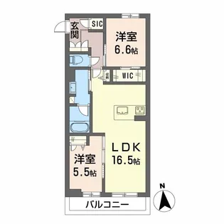 シャーメゾンレジデンス夜明【1階】の間取り