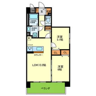 2LDKの間取り画像