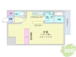 ヴィアーレ勾当台2【3階】の間取り