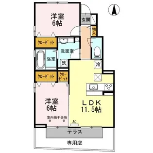 サルーチェ B棟【1階】の間取り