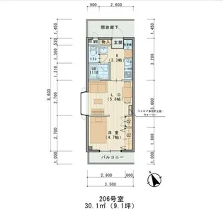 Nコート河原町【2階】の間取り