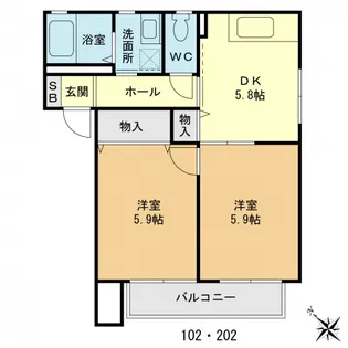ローズハイム船橋宮本【1階】の間取り