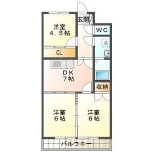 エヌタス西河渡 B棟【3階】の間取り