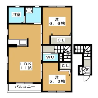 ブルーメII【2階】の間取り