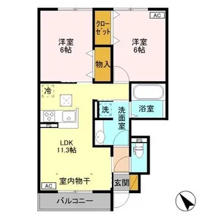 D-ROOMリッチ フェルト B102【1階】の間取り