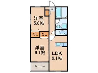 fleur riziere野中【2階】の間取り