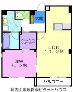 ハナワダHKYMパナハイツ【1階】の間取り