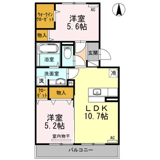 ラヴィーダ B棟【2階】の間取り
