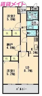 ダイヤモンド・シャワー【3階】の間取り