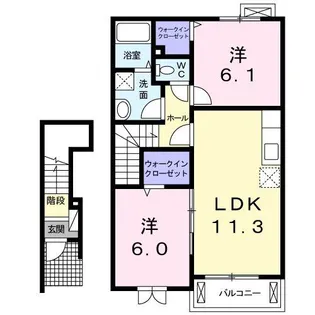 ラップウイング【2階】の間取り