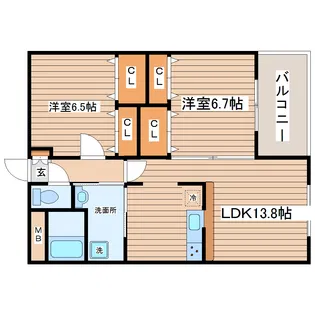 フィオーレ仙台南【2階】の間取り
