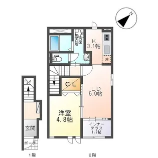 ポルテ・ボヌール【2階】の間取り