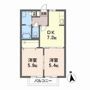 2DKの間取り画像