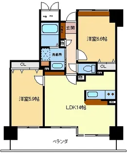 サンシテイ郡山セントラルステージ【9階】の間取り