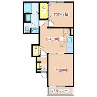 アンソレイエ III【1階】の間取り