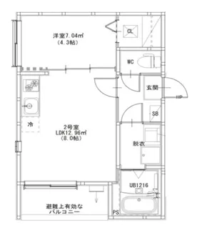 1DKの間取り画像