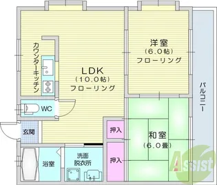 コーポドリームスA棟【1階】の間取り