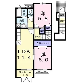 福井県三方上中郡若狭町鳥浜【アパート】の間取り