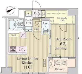 東京都中央区八丁堀2【マンション】の間取り