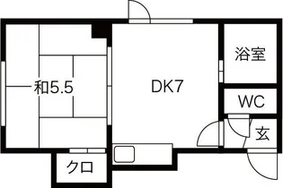 北海道札幌市豊平区中の島一条3【アパート】の間取り