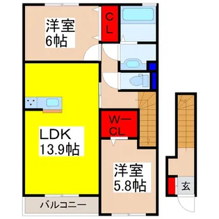 エクセルハイムヤマセイ【2階】の間取り
