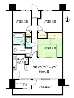 サーパス中央町【4階】の間取り