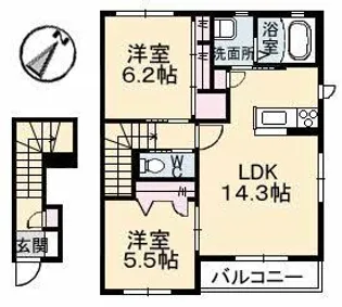 アクアヴィーヴォ A棟【2階】の間取り