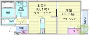 しゃとれ旭ヶ丘【1階】の間取り