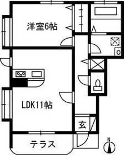 サウスアヴェニュー【1階】の間取り