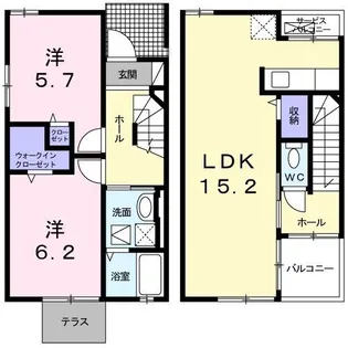 テール・フェルティール B【1階】の間取り