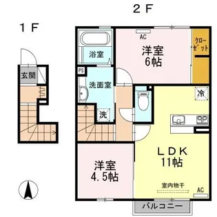 リバーサイド 駅東【2階】の間取り