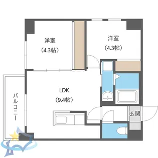 プライマル札幌琴似【10階】の間取り