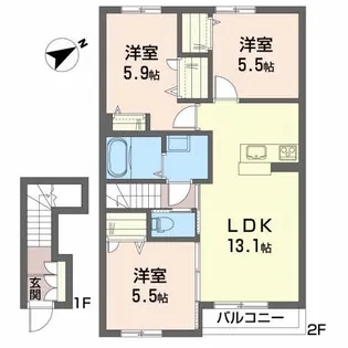 シャーメゾントミーC【2階】の間取り
