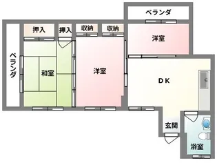 サニー石田ヶ丘マンション【1階】の間取り