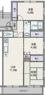 サンパークハイツ沼北E【1階】の間取り
