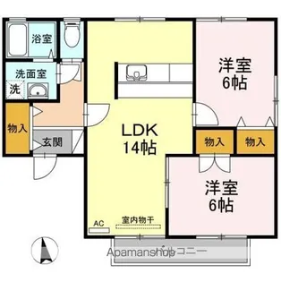 コスモタウンB【1階】の間取り