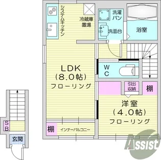 アインタウゼント3【2階】の間取り