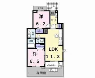 サンハーモニー【1階】の間取り