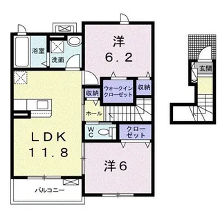 ラ カーサ 卯之【2階】の間取り