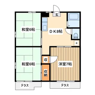 ハイツハナブサ2【1階】の間取り