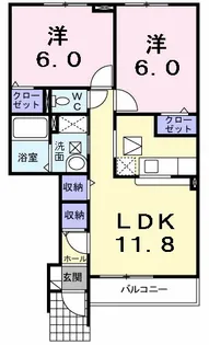 ラ・パヴァーヌA【1階】の間取り