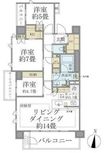 Brillia弦巻 ブリリア弦巻【7階】の間取り