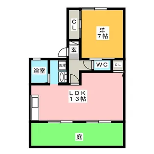 スカイハイツE【1階】の間取り