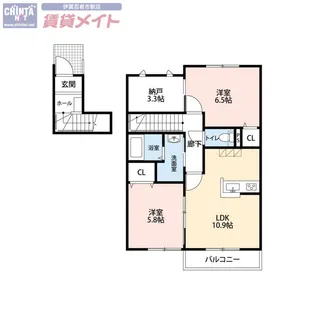 ハイツ アスセーナII【2階】の間取り